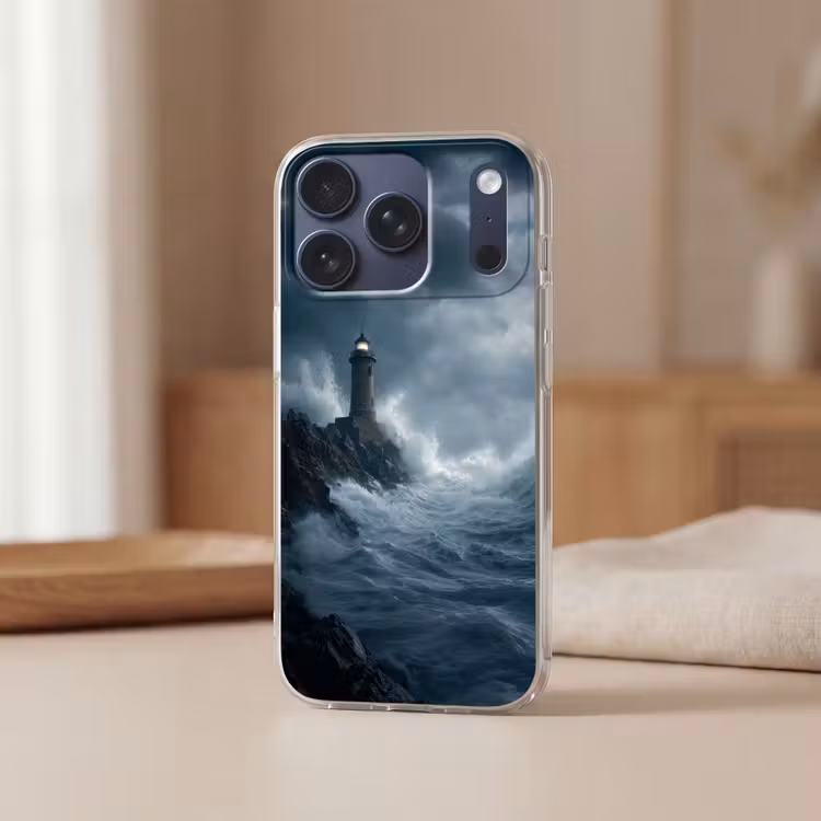 Rotsen - Vuurtoren - Golven - Klliffen Telefoonhoesje iPhone 17 Pro klein -sfeer2