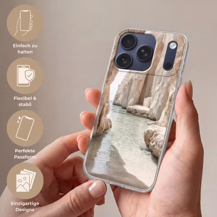 Rotsen - Zee - Zand - Kloof Telefoonhoesje iPhone 17 Pro klein -sfeer3_DE