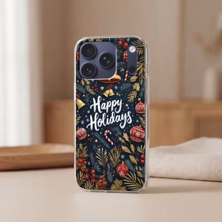 Feestelijk - Kerstgroet - Kleurrijk Telefoonhoesje iPhone 17 Pro klein -sfeer2