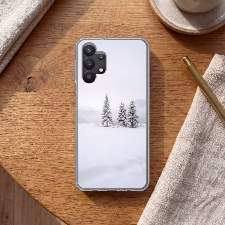 Fijnsparren - Sneeuw - Winter - Landschap - Stilte Telefoonhoesje Samsung Galaxy A32 5G klein -sfeer1