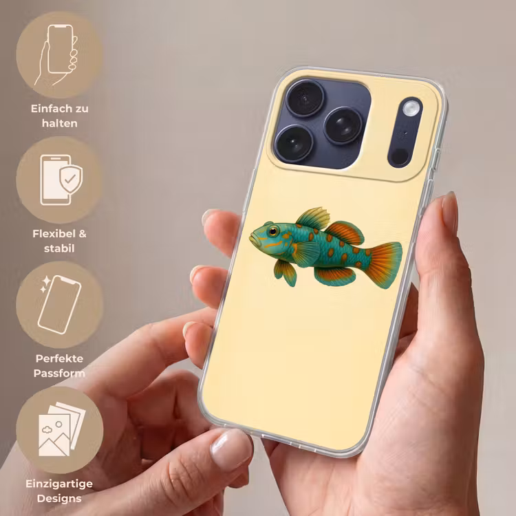 Vis - Blauw - Stippen - Schubben Telefoonhoesje iPhone 17 Pro klein -sfeer3_DE