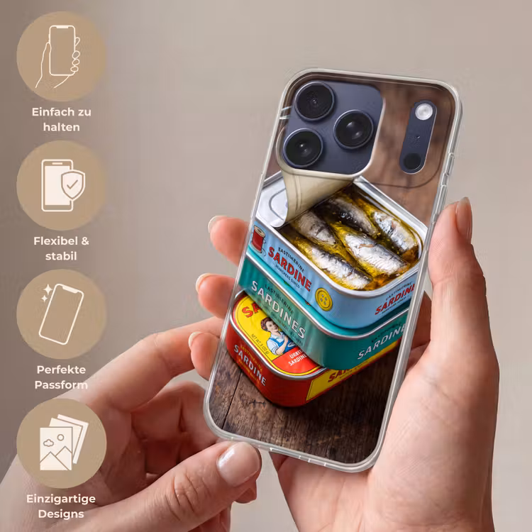 Handyhülle - Fisch – Dosen – Küche - Vis - Blikjes - Keuken Telefoonhoesje iPhone 17 Pro klein