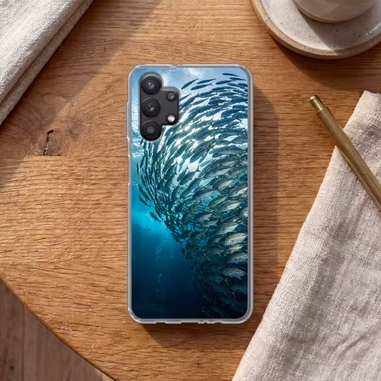 Vis - School - Oceaan - Natuur - Blauw Telefoonhoesje Samsung Galaxy A32 5G klein -sfeer1