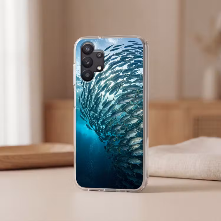 Vis - School - Oceaan - Natuur - Blauw Telefoonhoesje Samsung Galaxy A32 5G klein -sfeer2