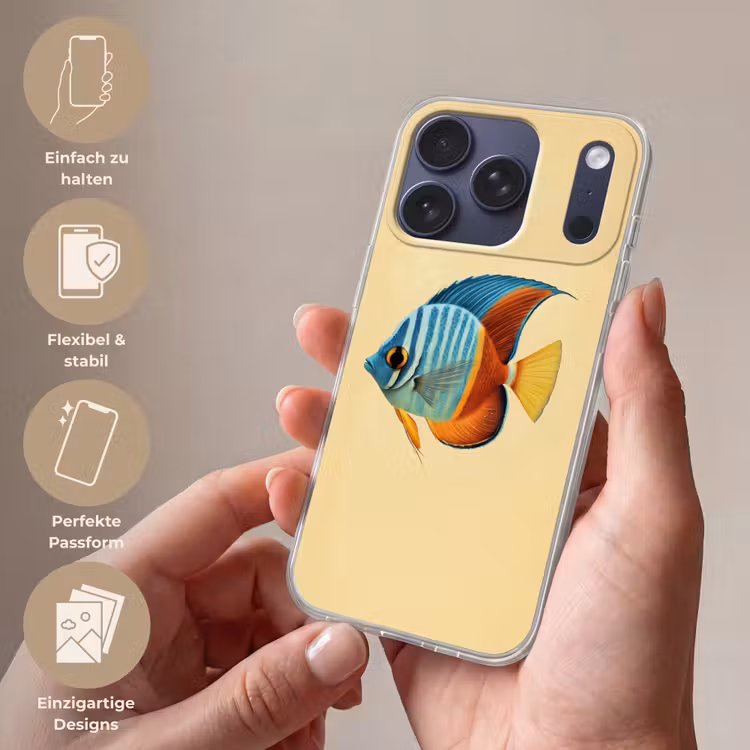 Vis - Vinnen - Blauw - Ogen Telefoonhoesje iPhone 17 Pro klein -sfeer3_DE