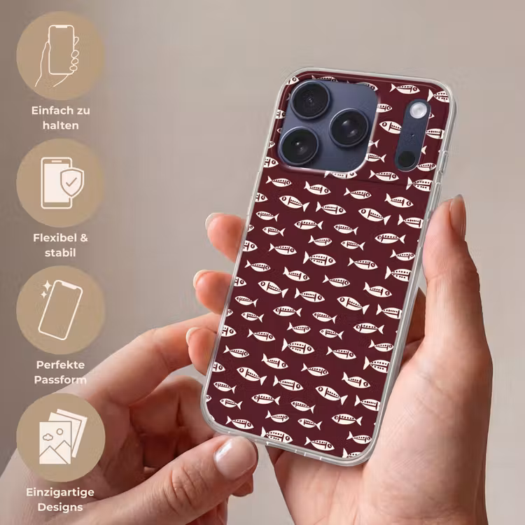 Vissen - Grafisch - Patroon - Donker Telefoonhoesje iPhone 17 Pro klein 878 -sfeer3_DE