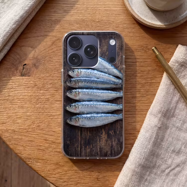 Handyhülle - Fisch – Holz – Essen - Vis - Hout - Eten Telefoonhoesje iPhone 17 Pro klein