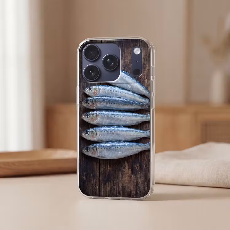 Handyhülle - Fisch – Holz – Essen - Vis - Hout - Eten Telefoonhoesje iPhone 17 Pro klein