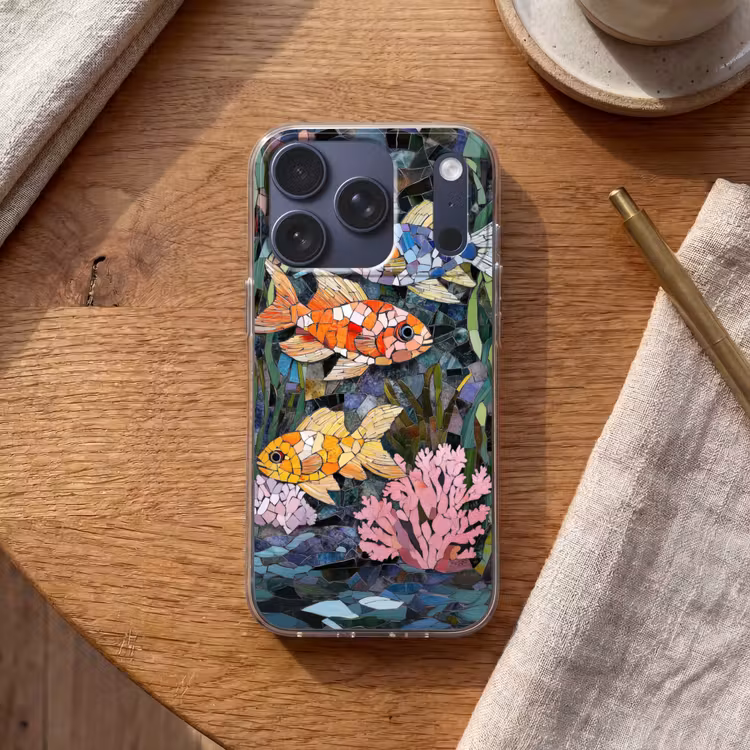 Vissen - Koraal - Zee - Mozaïek Telefoonhoesje iPhone 17 Pro klein -sfeer1