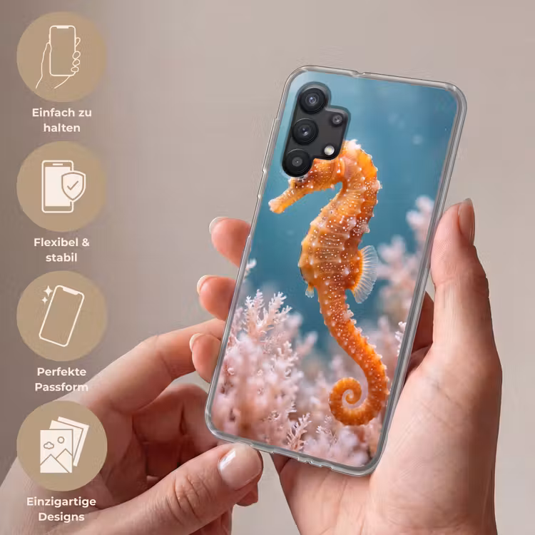 Vis - Koraal - Oceaan - Macro - Oranje Telefoonhoesje Samsung Galaxy A32 5G klein -sfeer3_DE