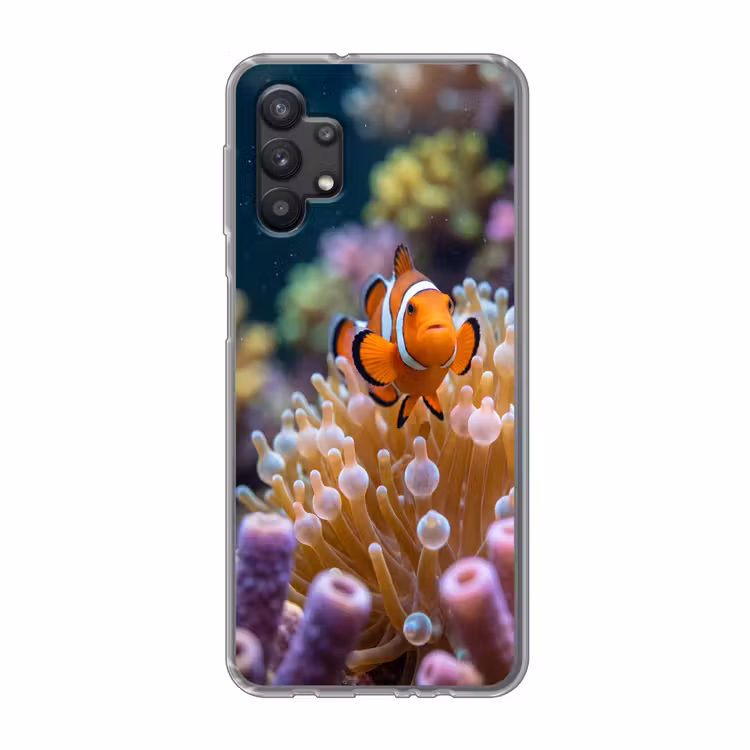 Vis - Koraal - Onderwater - Oranje - Dieren Telefoonhoesje Samsung Galaxy A32 5G klein -3d