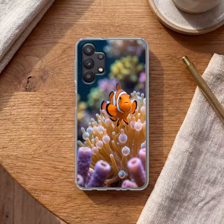 Vis - Koraal - Onderwater - Oranje - Dieren Telefoonhoesje Samsung Galaxy A32 5G klein -sfeer1