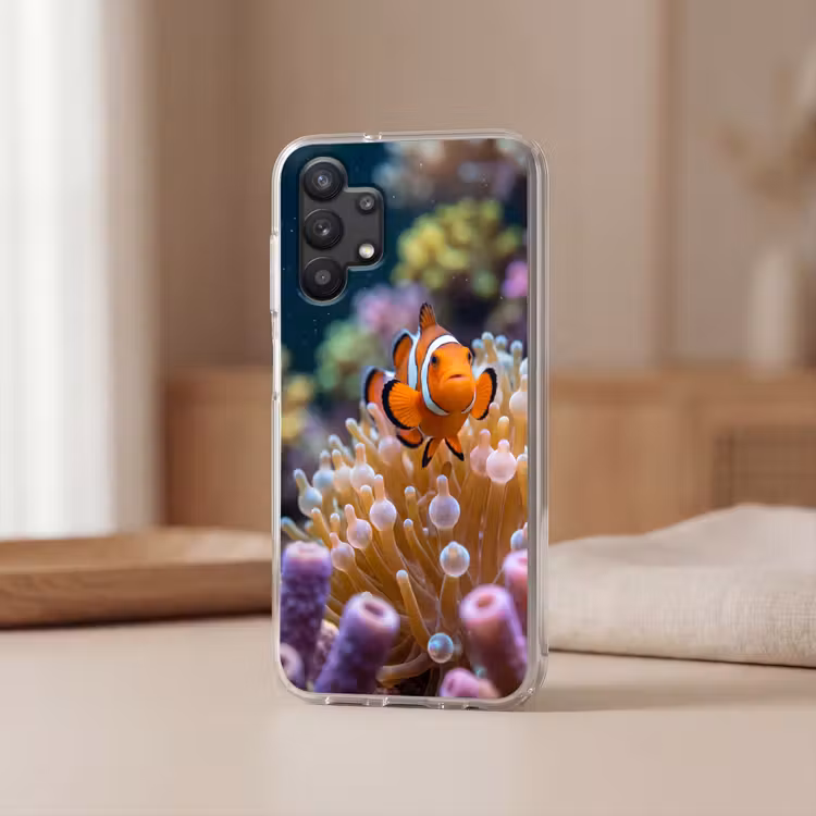 Vis - Koraal - Onderwater - Oranje - Dieren Telefoonhoesje Samsung Galaxy A32 5G klein -sfeer2