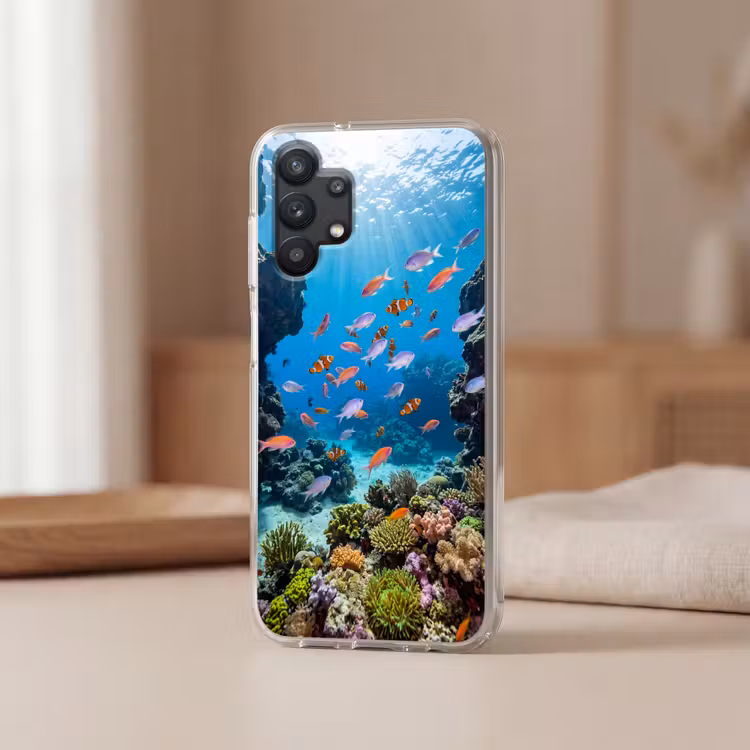 Vis - Koraalrif - Onderwater - Levendig - Blauw Telefoonhoesje Samsung Galaxy A32 5G klein -sfeer2