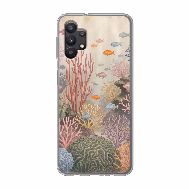 Vis - Koraalrif - Onderwaterwereld - Illustratie Telefoonhoesje Samsung Galaxy A32 5G klein -3d