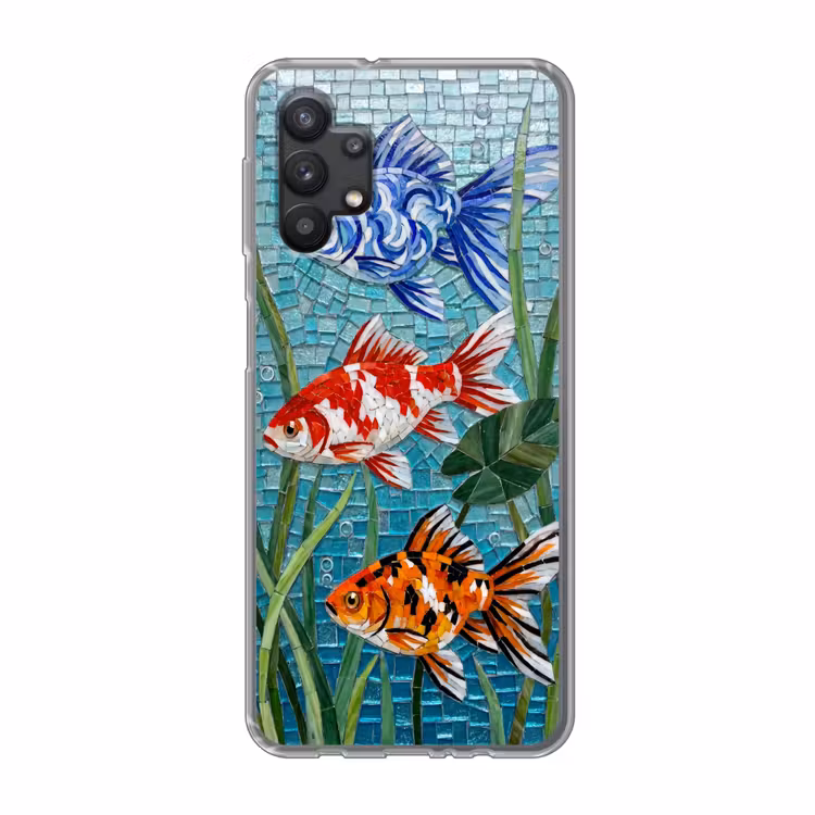 Vis - Mozaïek - Onderwater - Kleurrijk - Dieren Telefoonhoesje Samsung Galaxy A32 5G klein -3d