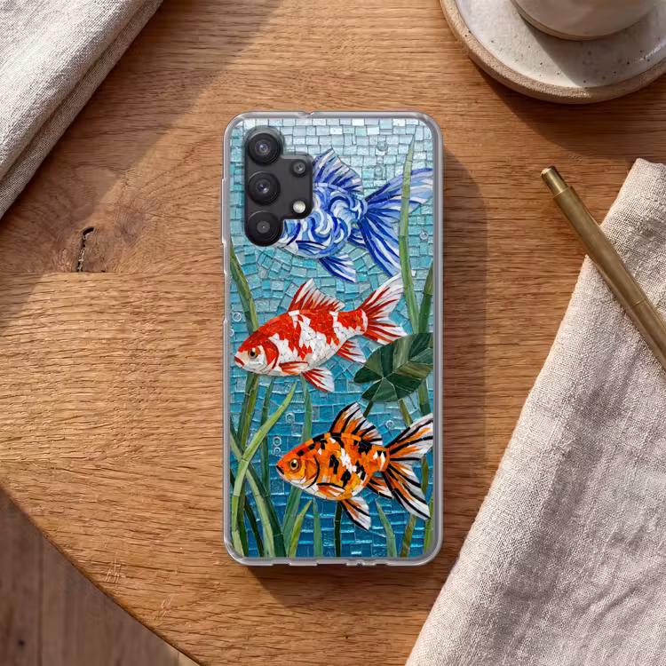 Vis - Mozaïek - Onderwater - Kleurrijk - Dieren Telefoonhoesje Samsung Galaxy A32 5G klein -sfeer1