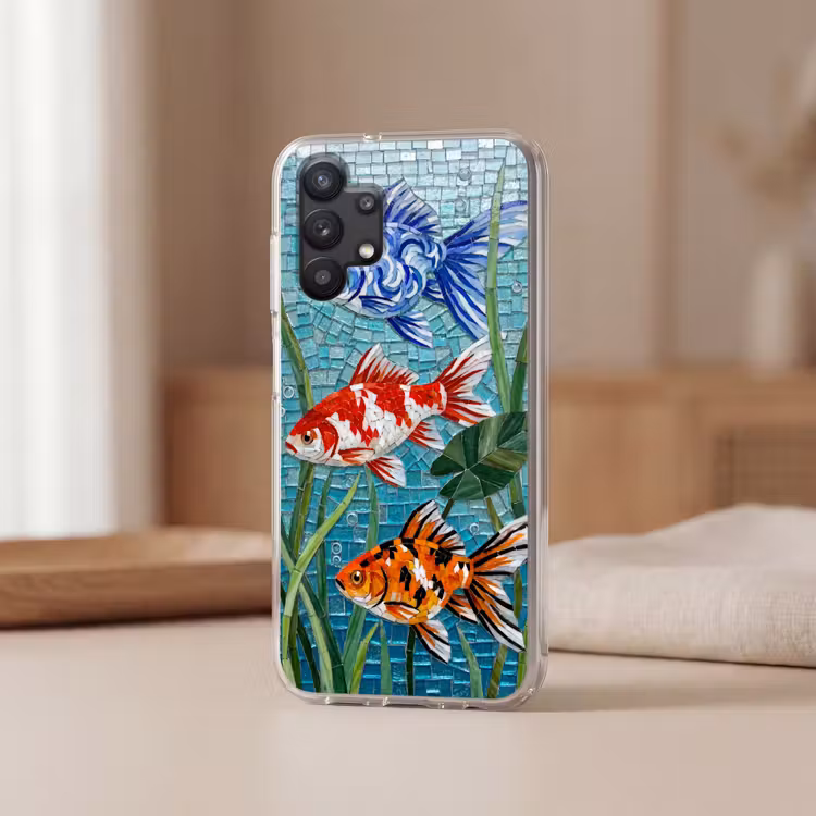 Vis - Mozaïek - Onderwater - Kleurrijk - Dieren Telefoonhoesje Samsung Galaxy A32 5G klein -sfeer2