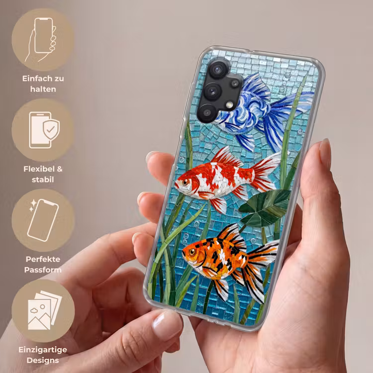 Vis - Mozaïek - Onderwater - Kleurrijk - Dieren Telefoonhoesje Samsung Galaxy A32 5G klein -sfeer3_DE