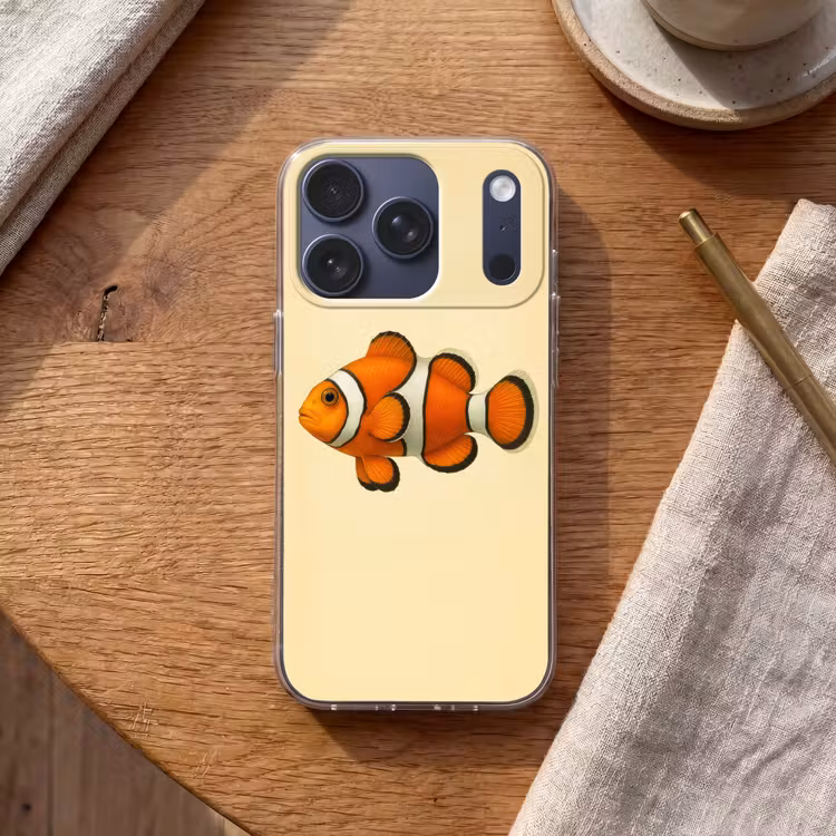 Vis - Oranje - Strepen Telefoonhoesje iPhone 17 Pro klein -sfeer1