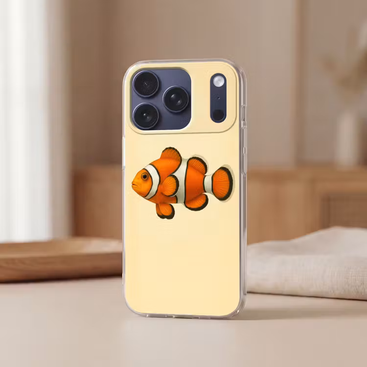 Vis - Oranje - Strepen Telefoonhoesje iPhone 17 Pro klein -sfeer2
