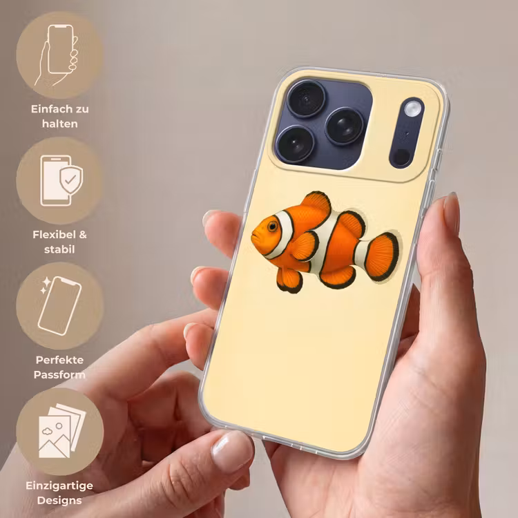 Vis - Oranje - Strepen Telefoonhoesje iPhone 17 Pro klein -sfeer3_DE