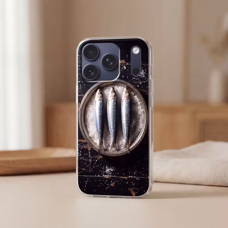 Handyhülle - Fisch – Salz – Essen - Vis - Zout - Eten Telefoonhoesje iPhone 17 Pro klein