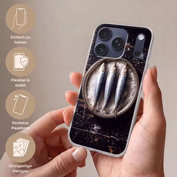 Handyhülle - Fisch – Salz – Essen - Vis - Zout - Eten Telefoonhoesje iPhone 17 Pro klein