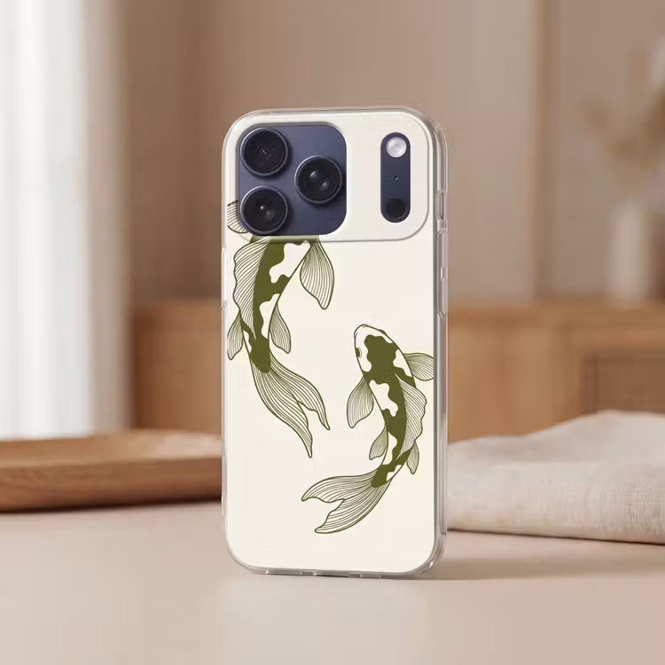 Vis - Zwemmend - Groen - Abstract - Dieren Telefoonhoesje iPhone 17 Pro klein -sfeer2