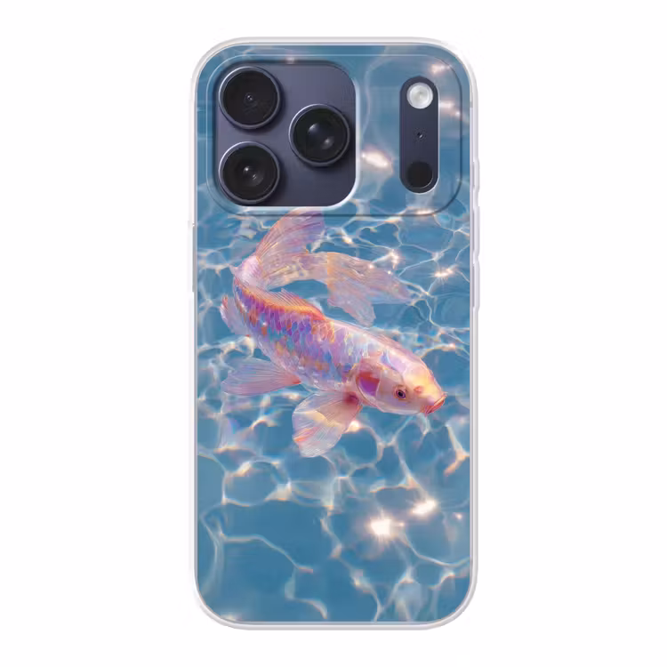 Vis - Water - Blauw - Licht Telefoonhoesje iPhone 17 Pro klein -3d