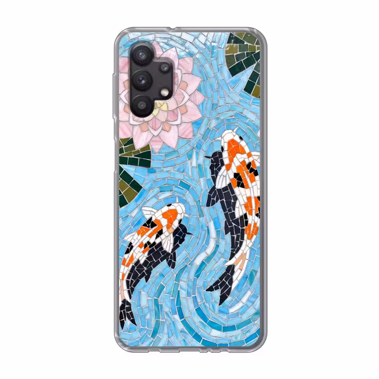 Vis - Water - Natuur - Mozaïek - Blauw Telefoonhoesje Samsung Galaxy A32 5G klein -3d