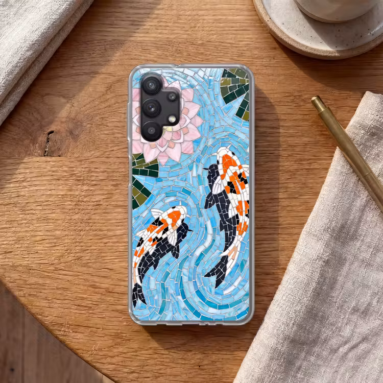 Vis - Water - Natuur - Mozaïek - Blauw Telefoonhoesje Samsung Galaxy A32 5G klein -sfeer1