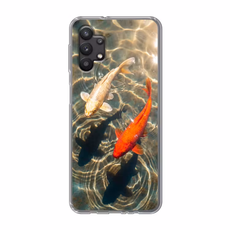 Vis - Water - Dieren - Oranje - Goud Telefoonhoesje Samsung Galaxy A32 5G klein -3d