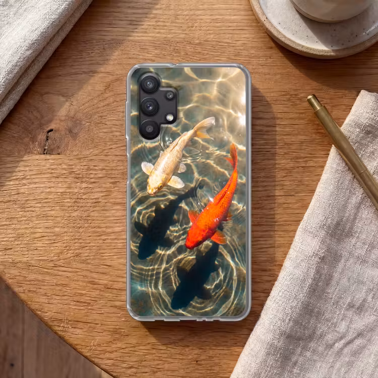 Vis - Water - Dieren - Oranje - Goud Telefoonhoesje Samsung Galaxy A32 5G klein -sfeer1