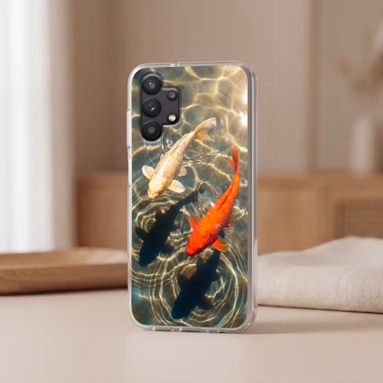 Vis - Water - Dieren - Oranje - Goud Telefoonhoesje Samsung Galaxy A32 5G klein -sfeer2