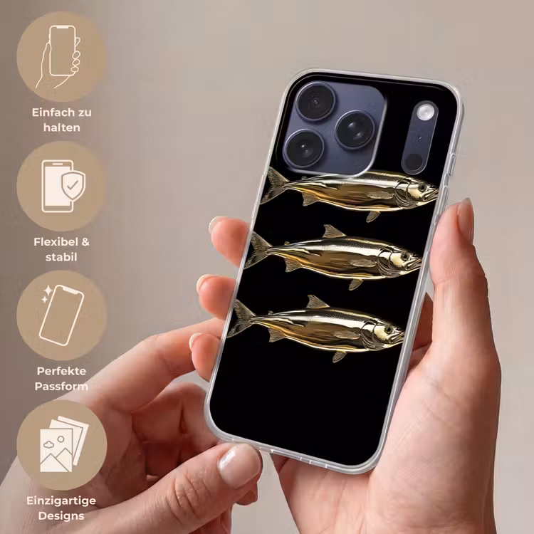 Vissen - Goud - Zwart Telefoonhoesje iPhone 17 Pro klein -sfeer3_DE
