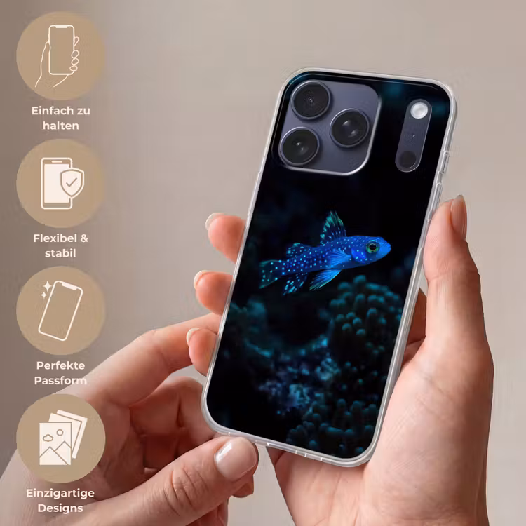 Vis - Stippen - Koraal - Blauw Telefoonhoesje iPhone 17 Pro klein -sfeer3_DE