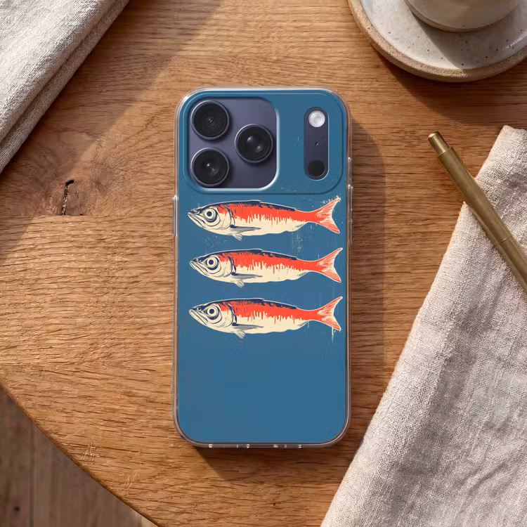 Vissen - Rood - Blauw Telefoonhoesje iPhone 17 Pro klein -sfeer1