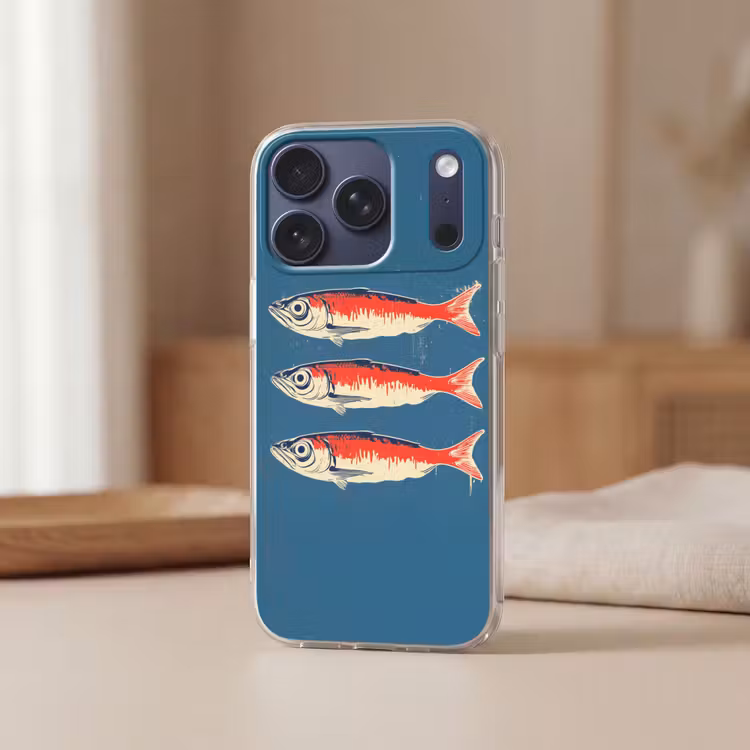 Vissen - Rood - Blauw Telefoonhoesje iPhone 17 Pro klein -sfeer2