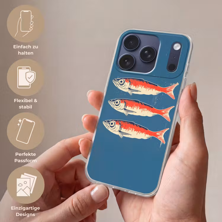 Vissen - Rood - Blauw Telefoonhoesje iPhone 17 Pro klein -sfeer3_DE