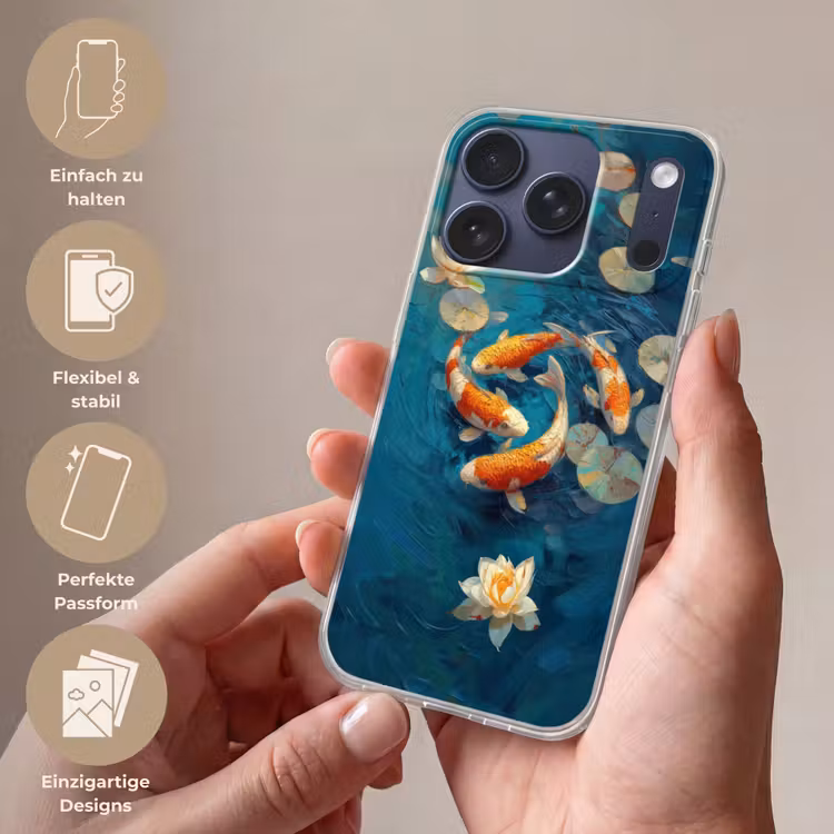 Vissen - Waterlelies - Oranje - Water Telefoonhoesje iPhone 17 Pro klein -sfeer3_DE