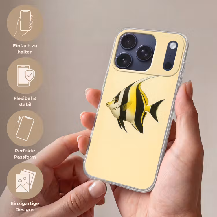 Vis - Sierlijk - Rugvin - Geel Telefoonhoesje iPhone 17 Pro klein -sfeer3_DE