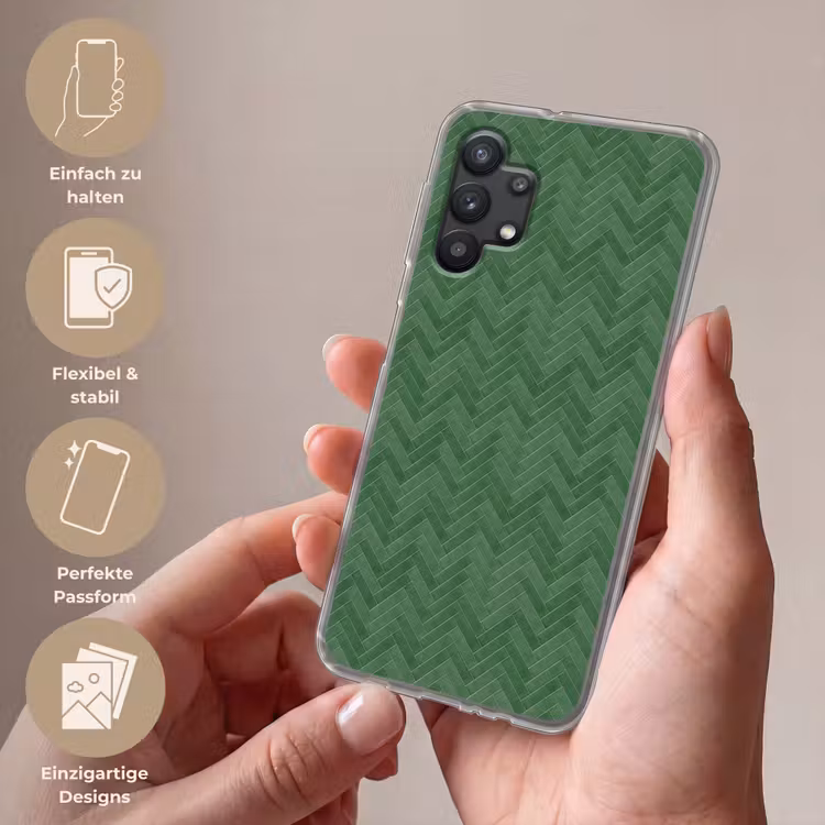 Visgraat - Wandtegel - Bosgroen Telefoonhoesje Samsung Galaxy A32 5G klein 346 -sfeer3_DE