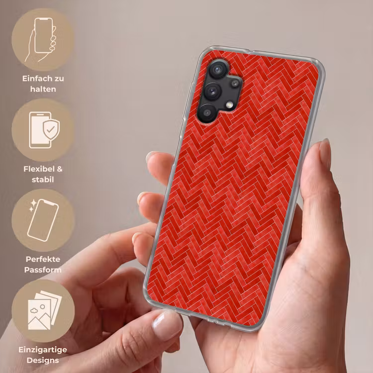 Visgraat - Tegel - Rood Telefoonhoesje Samsung Galaxy A32 5G klein 346 -sfeer3_DE