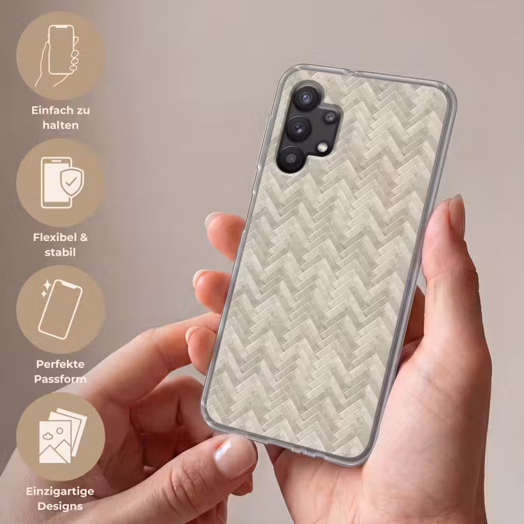 Visgraat - Wandtegel - Beige Telefoonhoesje Samsung Galaxy A32 5G klein 346 -sfeer3_DE