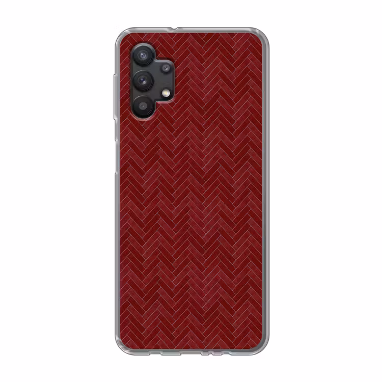 Visgraat - Wandtegel - Bordeaux - Rood Telefoonhoesje Samsung Galaxy A32 5G klein 346 -3d