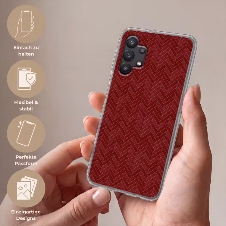 Visgraat - Wandtegel - Bordeaux - Rood Telefoonhoesje Samsung Galaxy A32 5G klein 346 -sfeer3_DE