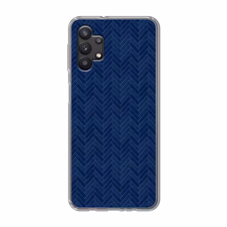 Visgraat - Wandtegel - Donkerblauw - Navy Blue Telefoonhoesje Samsung Galaxy A32 5G klein 346 -3d