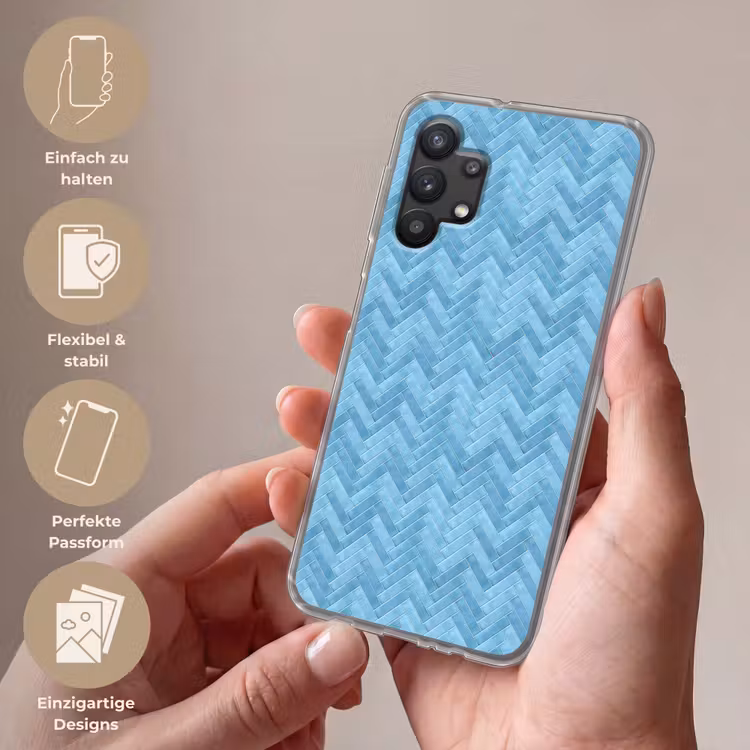 Visgraat - Wandtegel - Lichtblauw Telefoonhoesje Samsung Galaxy A32 5G klein 346 -sfeer3_DE