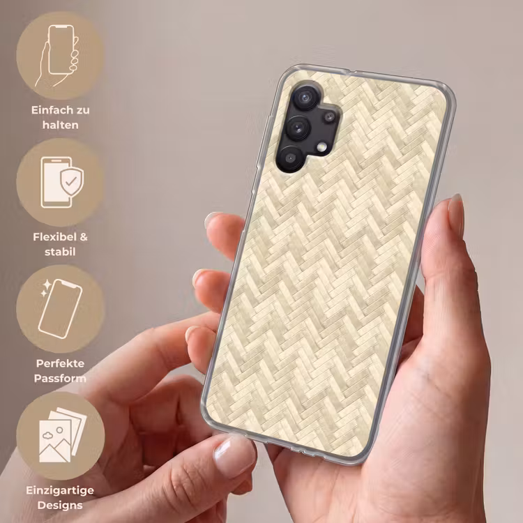 Visgraat - Wandtegel - Licht Beige Telefoonhoesje Samsung Galaxy A32 5G klein 346 -sfeer3_DE